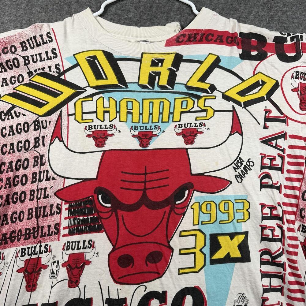 Vintage Chicago Bulls Shirt Mens XL Multi NBA Basketball Ritz 1993 World Champs